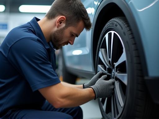 Reifenheld technician carefully working on a wheel